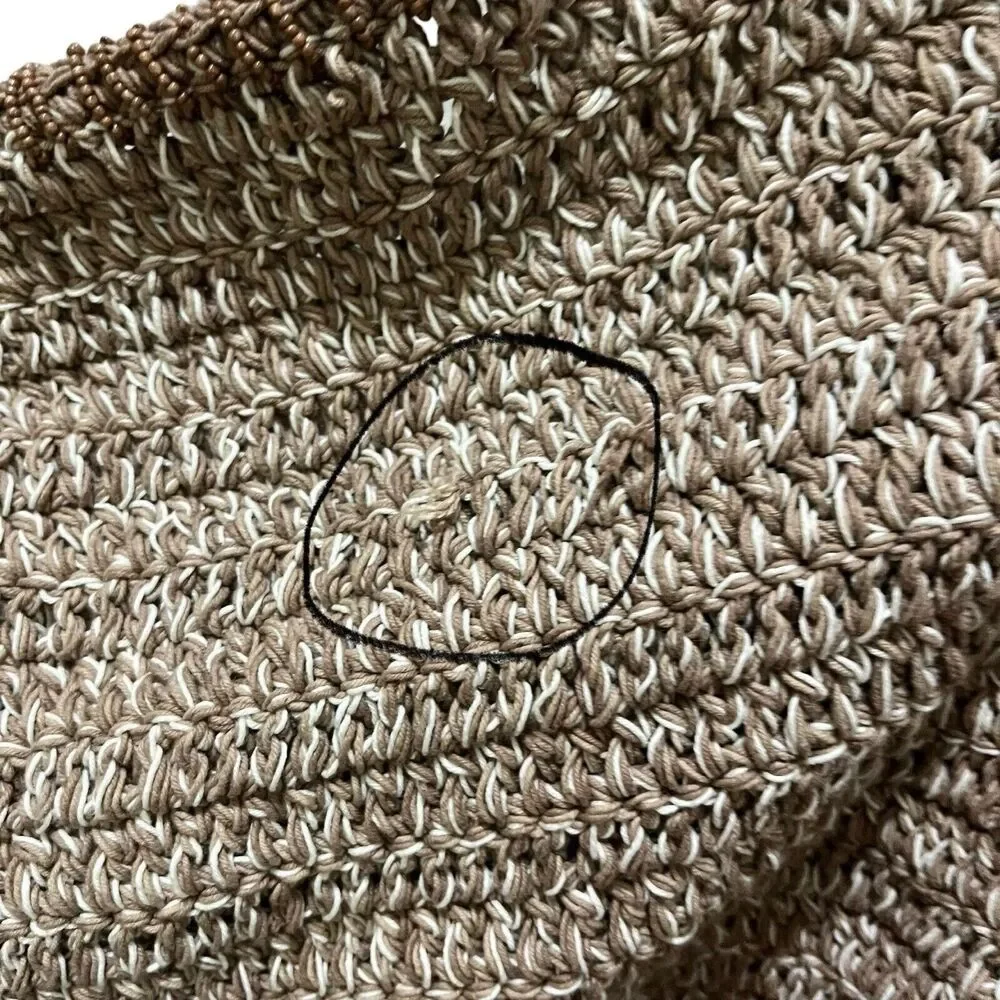 Free People Got Me in Stitches Tote Bag Brown One Size Boho Slouchy Crochet - Picture 11 of 13